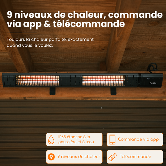 Smart Golden Shadow 3000W – Chauffage de terrasse mural infrarouge | Heatix