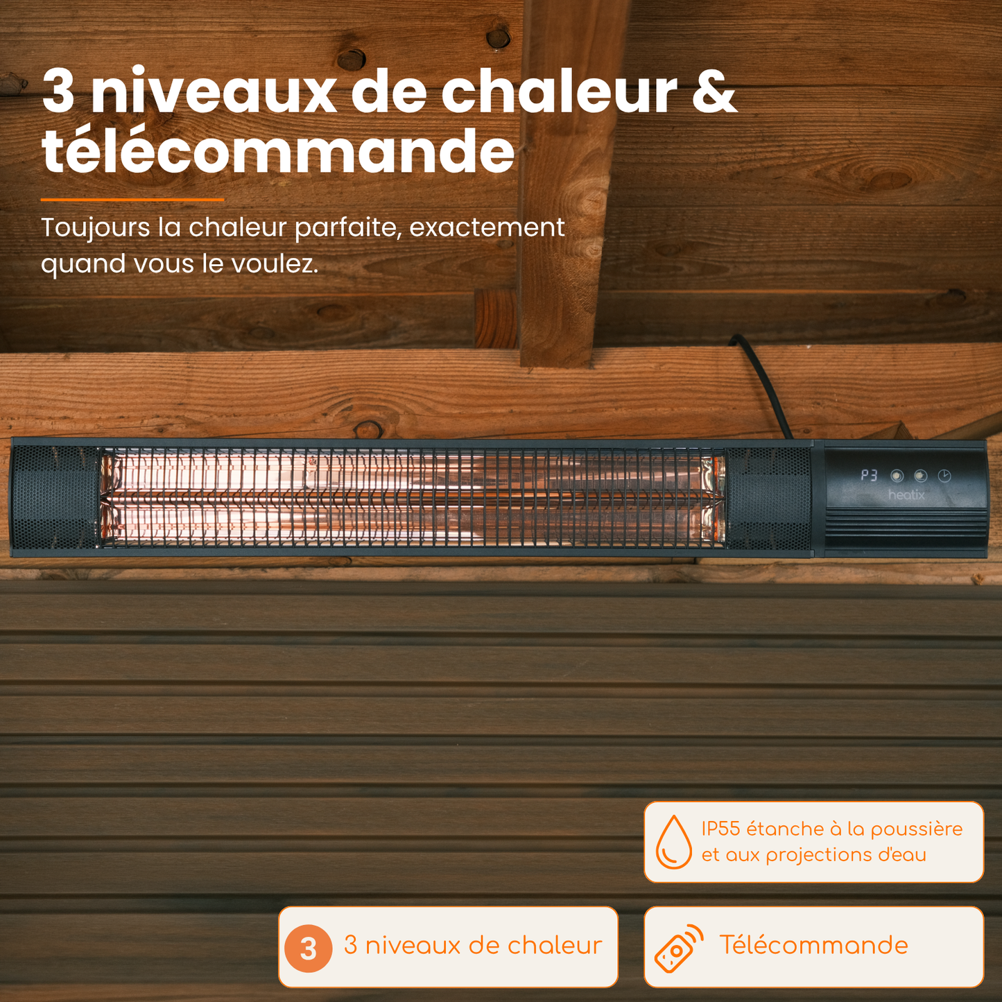 Carbon Rose Gold 2500W – Chauffage de terrasse mural infrarouge | Heatix