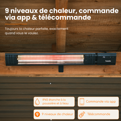 Smart Golden Shadow 2500W – Chauffage de terrasse mural infrarouge | Heatix