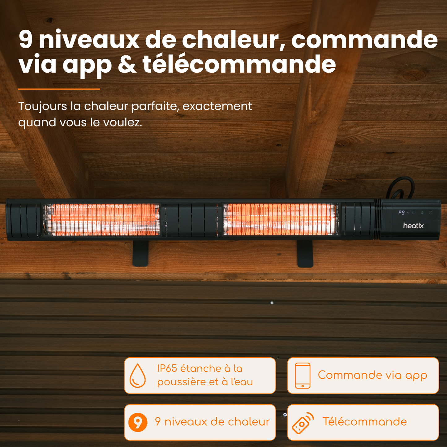 Smart Carbon Fiber 3000W – Chauffage de terrasse mural infrarouge | Heatix