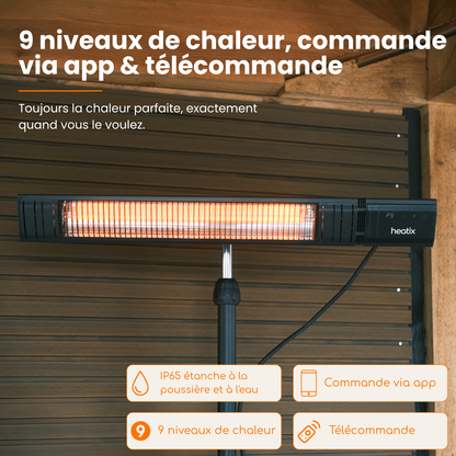 Smart Carbon Fiber sur pied 2000W / 2500W – Chauffage de terrasse infrarouge | Heatix