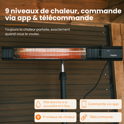 Smart Golden Shadow sur pied 2000W / 2500W – Chauffage de terrasse infrarouge | Heatix