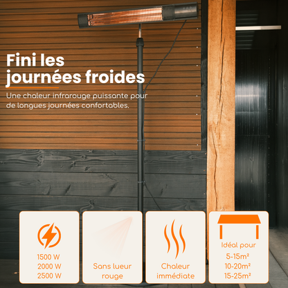 Carbon Rose Gold sur pied 1500W / 2000W / 2500W – Chauffage de terrasse infrarouge | Heatix