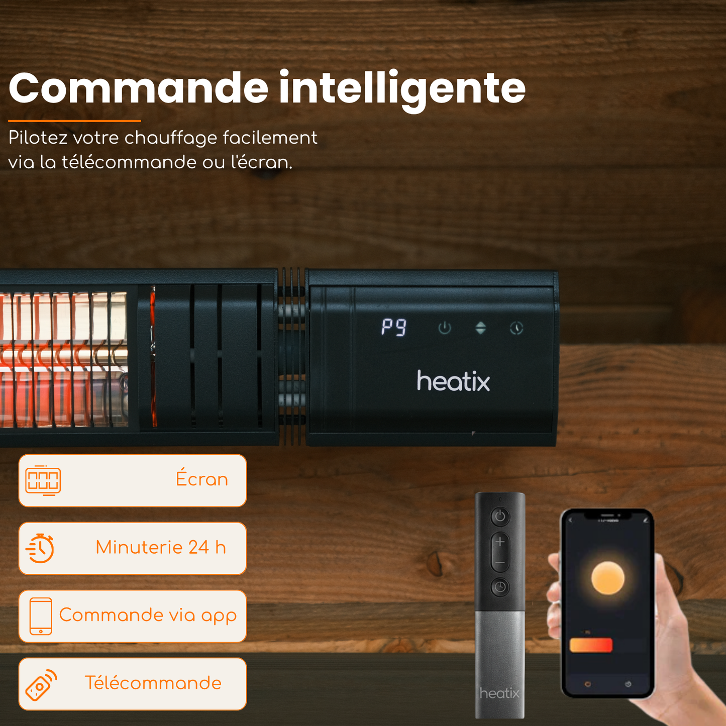 Smart Golden Shadow 2500W – Chauffage de terrasse mural infrarouge | Heatix
