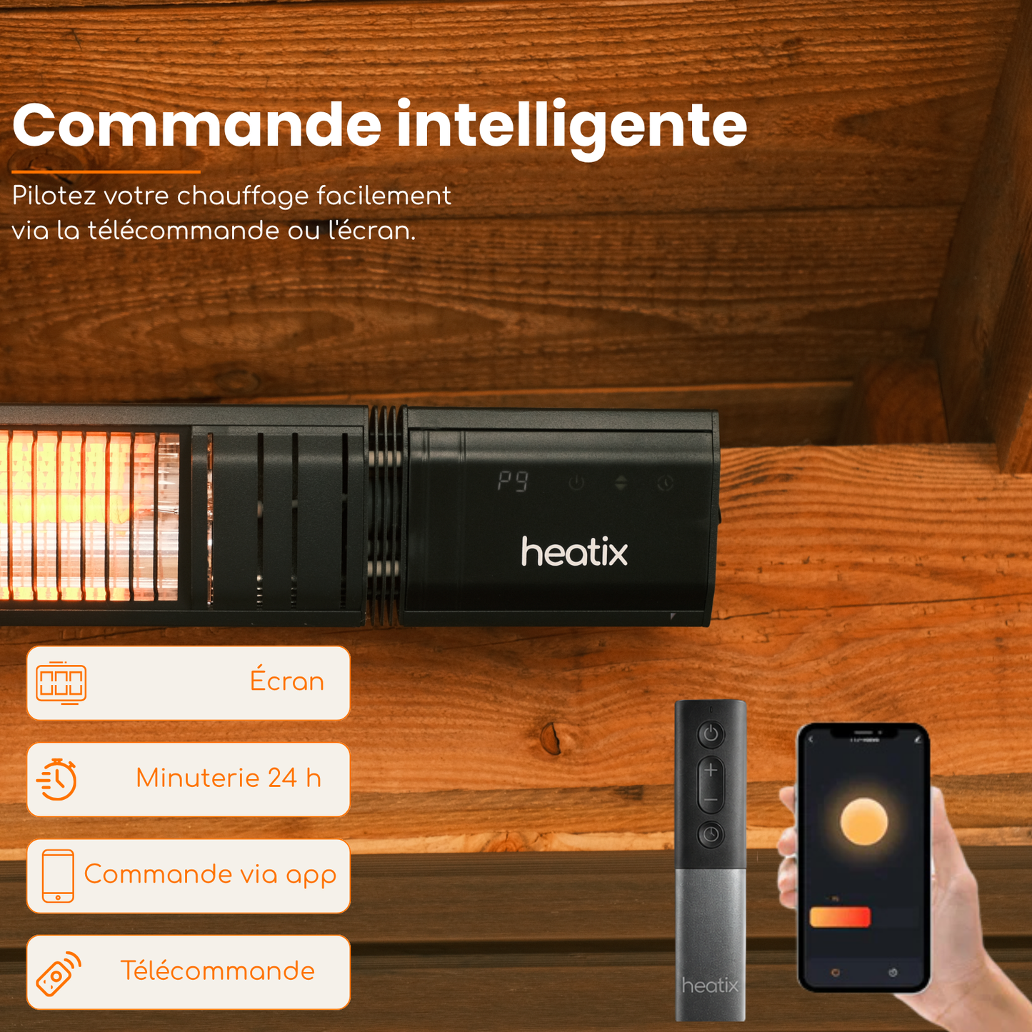 Smart Carbon Fiber 2500W – Chauffage de terrasse mural infrarouge | Heatix