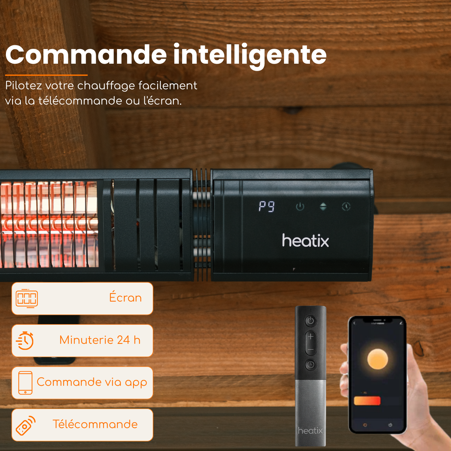 Smart Golden Shadow 3000W – Chauffage de terrasse mural infrarouge | Heatix