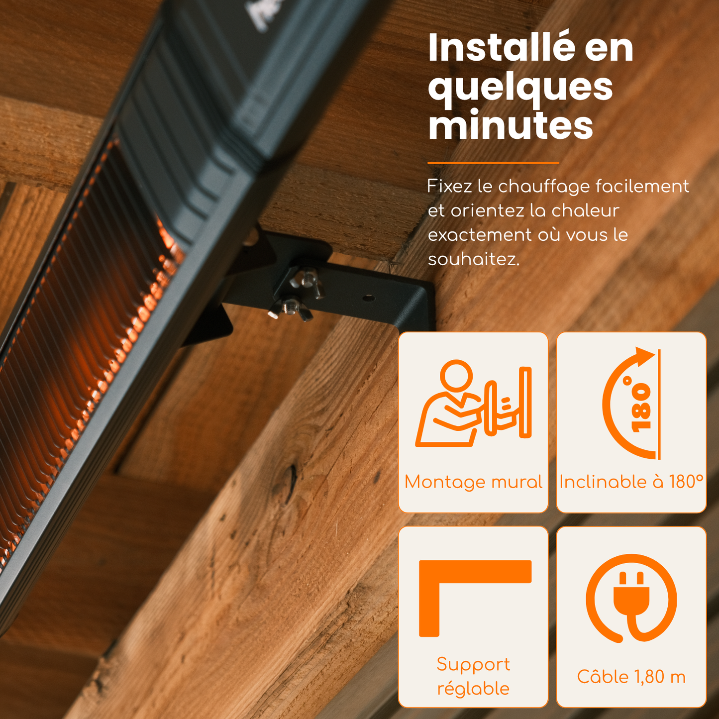 Smart Carbon Fiber 2000W – Chauffage de terrasse mural infrarouge | Heatix
