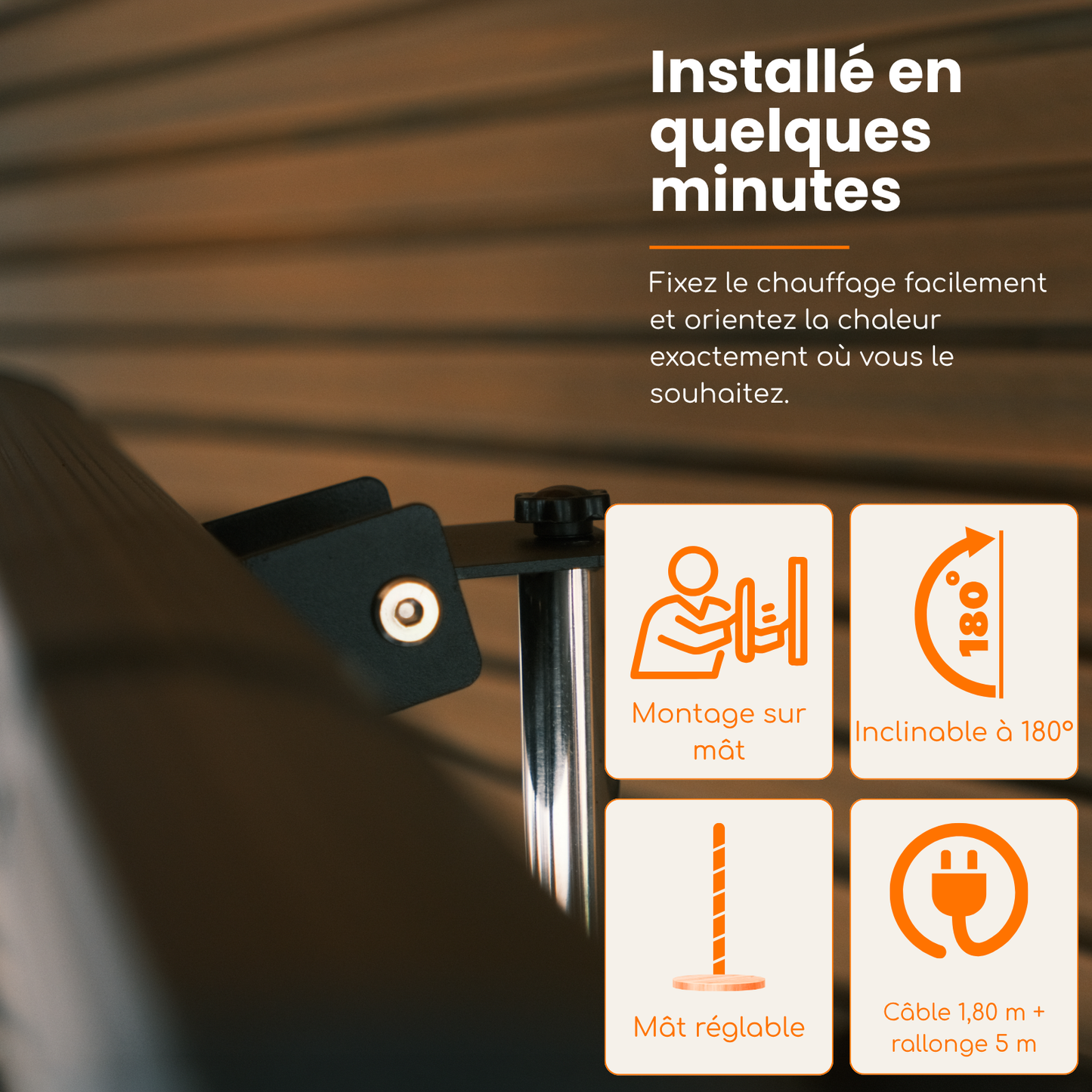 Smart Golden Shadow sur pied 2000W / 2500W – Chauffage de terrasse infrarouge | Heatix