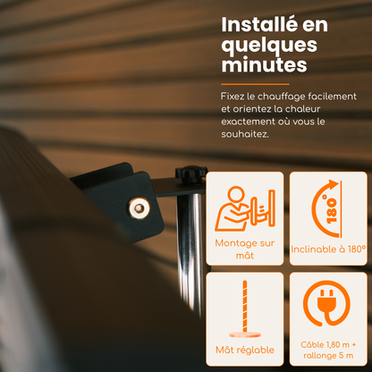 Smart Golden Shadow sur pied 2000W / 2500W – Chauffage de terrasse infrarouge | Heatix