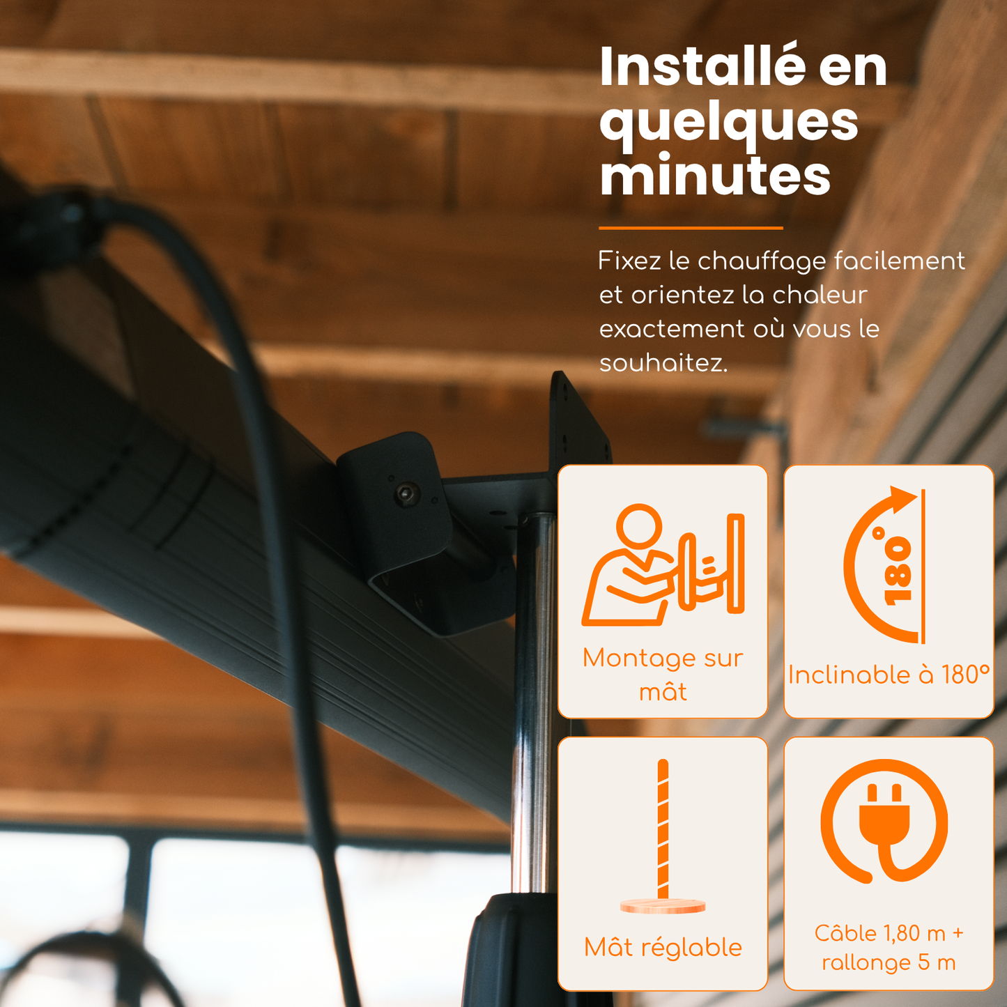 Carbon Rose Gold sur pied 1500W / 2000W / 2500W – Chauffage de terrasse infrarouge | Heatix