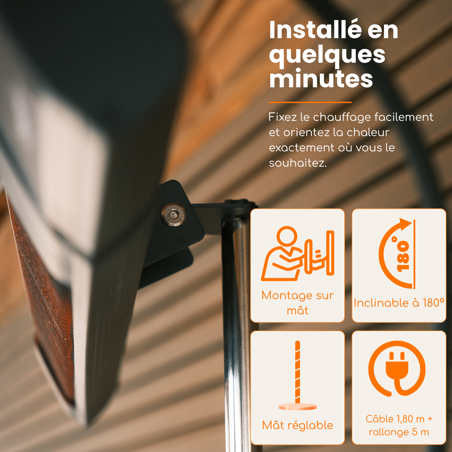 Smart Carbon Fiber sur pied 2000W / 2500W – Chauffage de terrasse infrarouge | Heatix