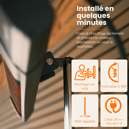 Smart Carbon Fiber sur pied 2000W / 2500W – Chauffage de terrasse infrarouge | Heatix