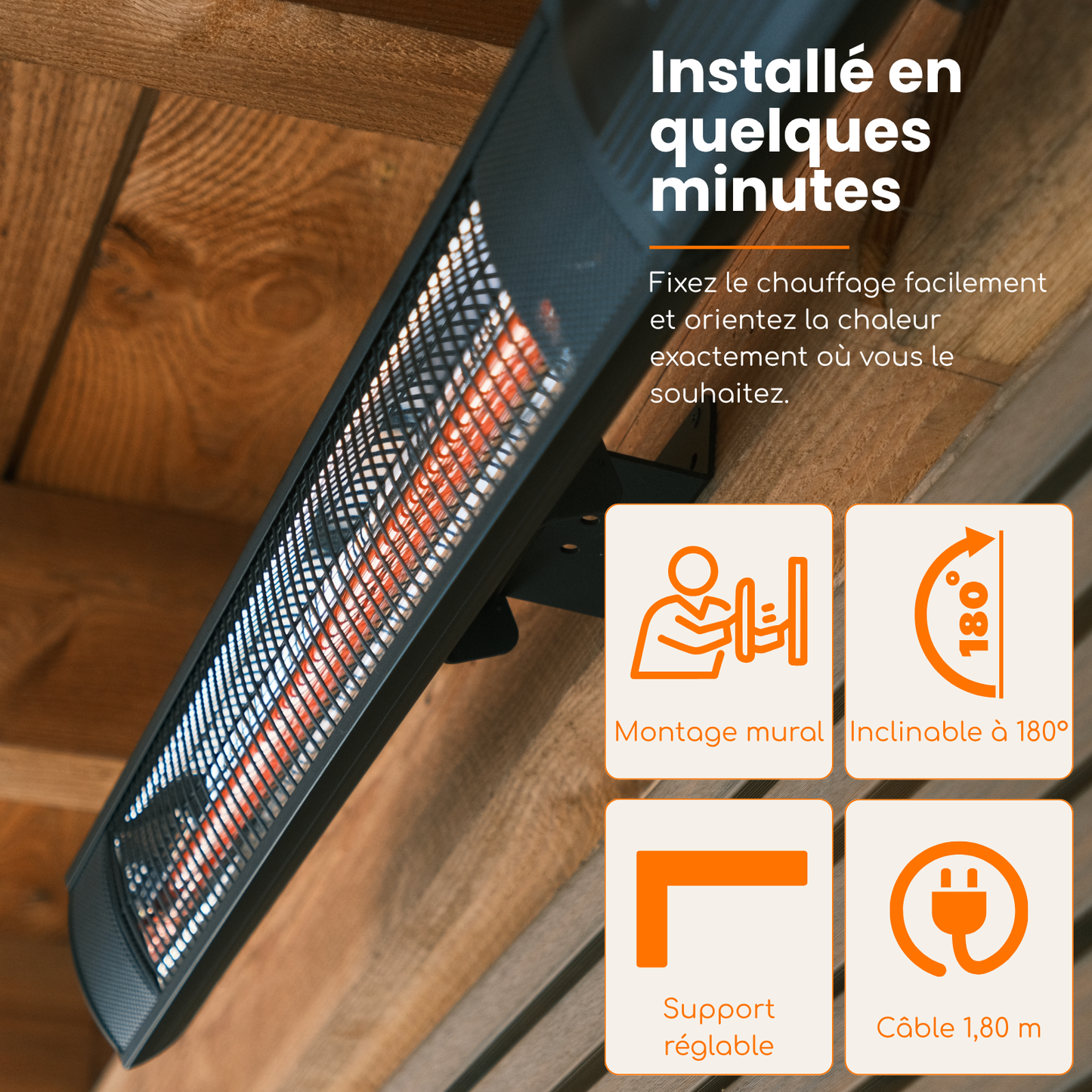 Carbon Rose Gold 1500W – Chauffage de terrasse mural infrarouge | Heatix