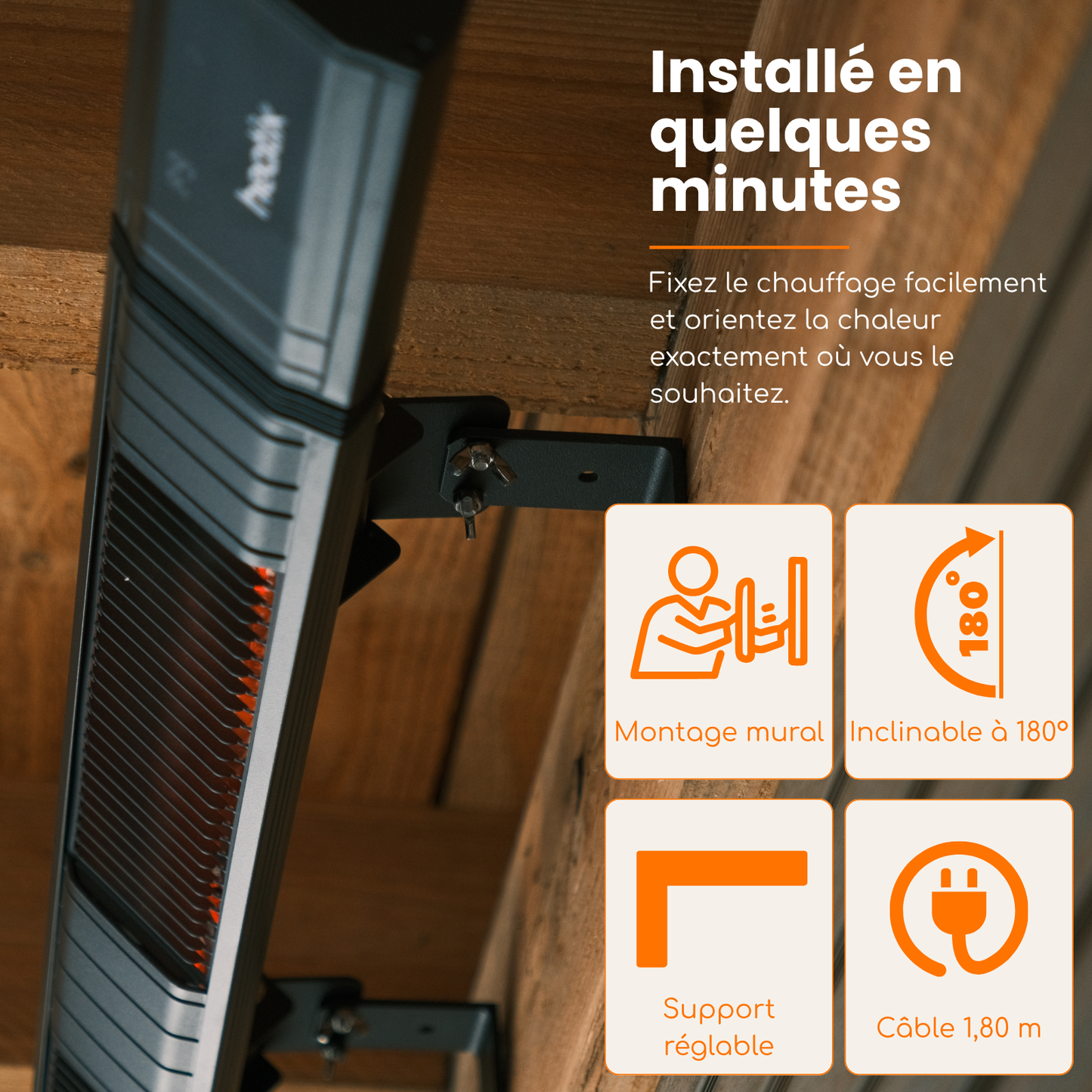 Smart Golden Shadow 3000W – Chauffage de terrasse mural infrarouge | Heatix