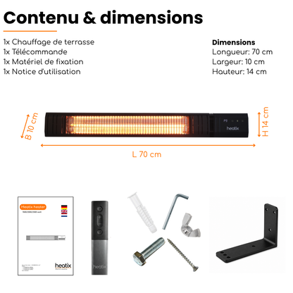 Smart Carbon Fiber 2000W – Chauffage de terrasse mural infrarouge | Heatix