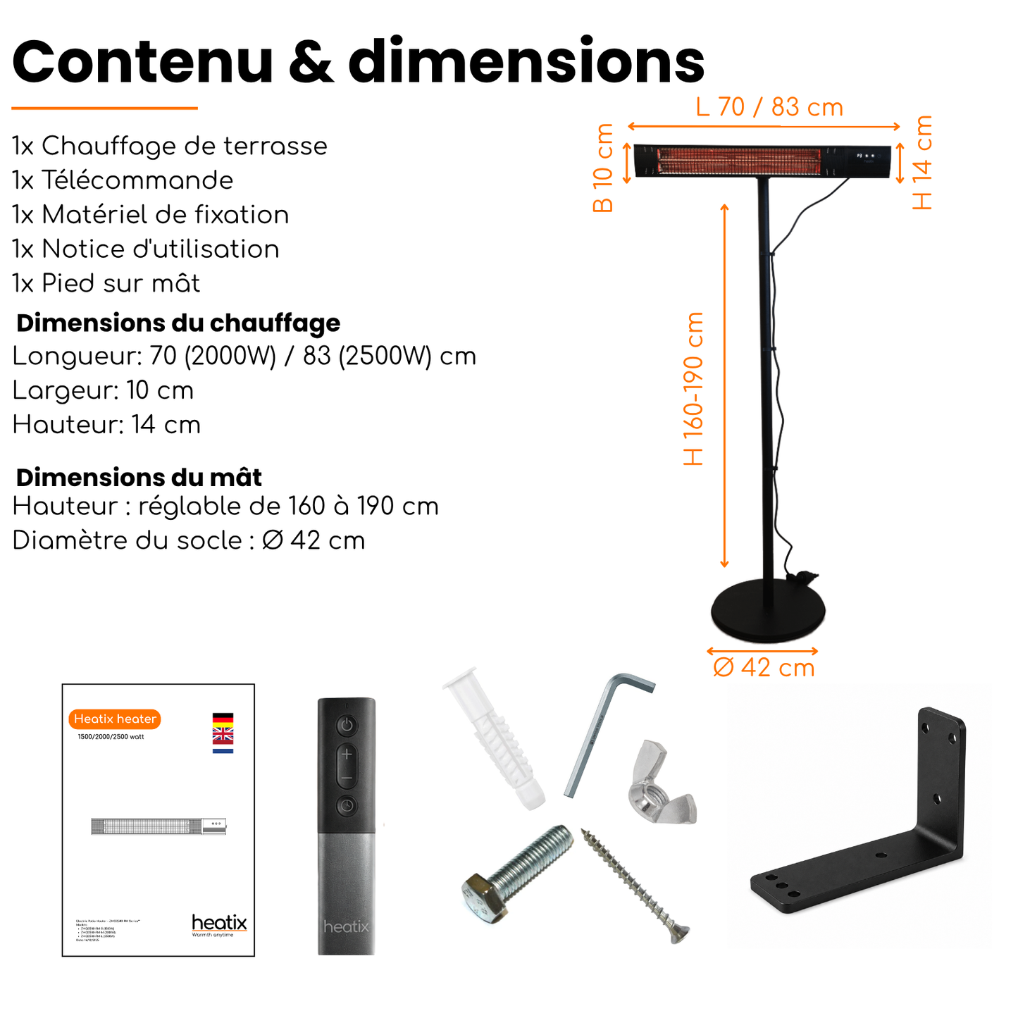 Smart Golden Shadow sur pied 2000W / 2500W – Chauffage de terrasse infrarouge | Heatix