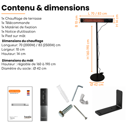 Smart Golden Shadow sur pied 2000W / 2500W – Chauffage de terrasse infrarouge | Heatix