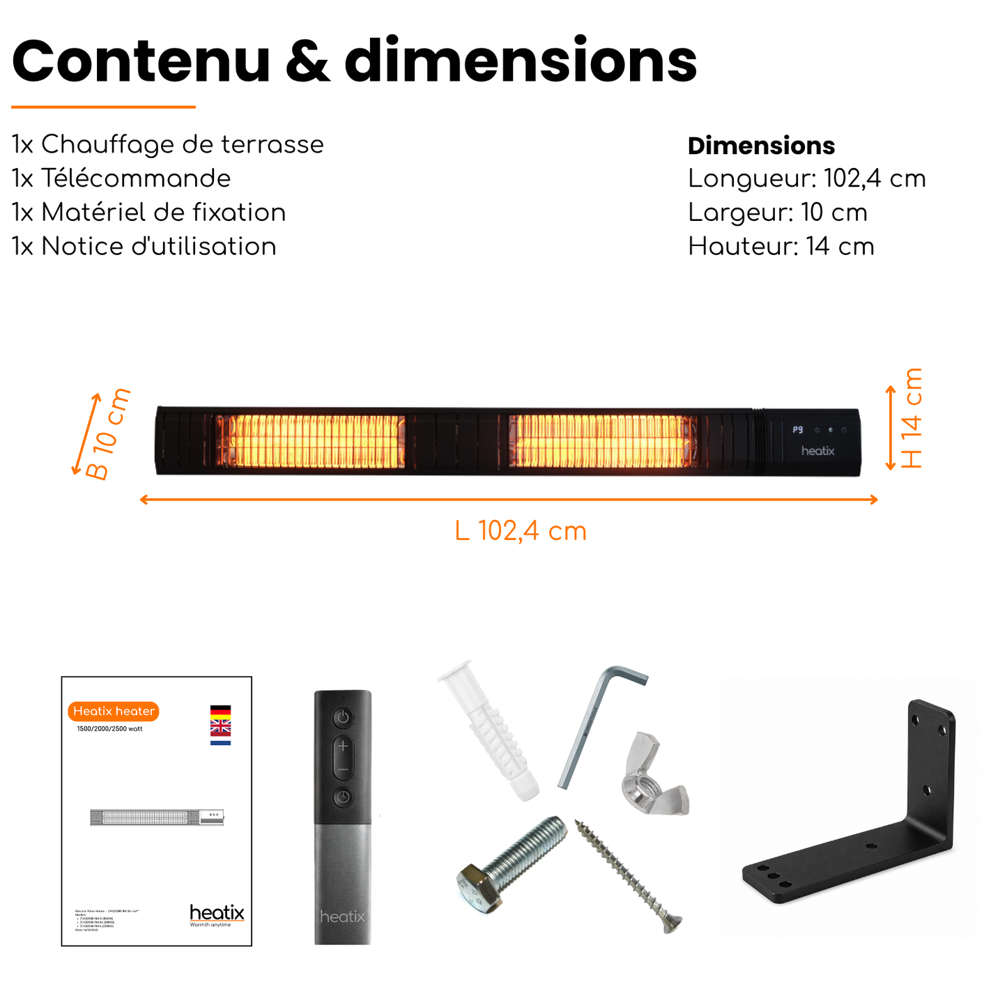 Smart Carbon Fiber 3000W – Chauffage de terrasse mural infrarouge | Heatix