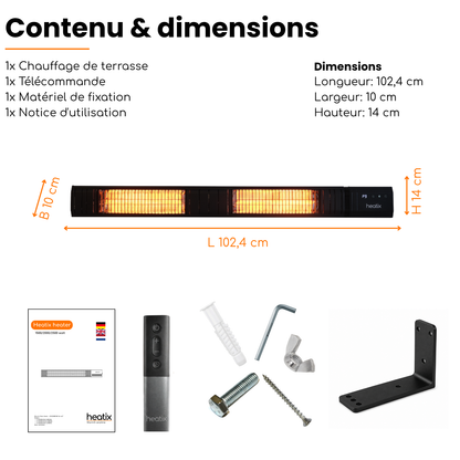 Smart Carbon Fiber 3000W – Chauffage de terrasse mural infrarouge | Heatix