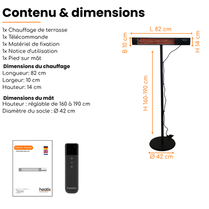 Carbon Rose Gold sur pied 1500W / 2000W / 2500W – Chauffage de terrasse infrarouge | Heatix