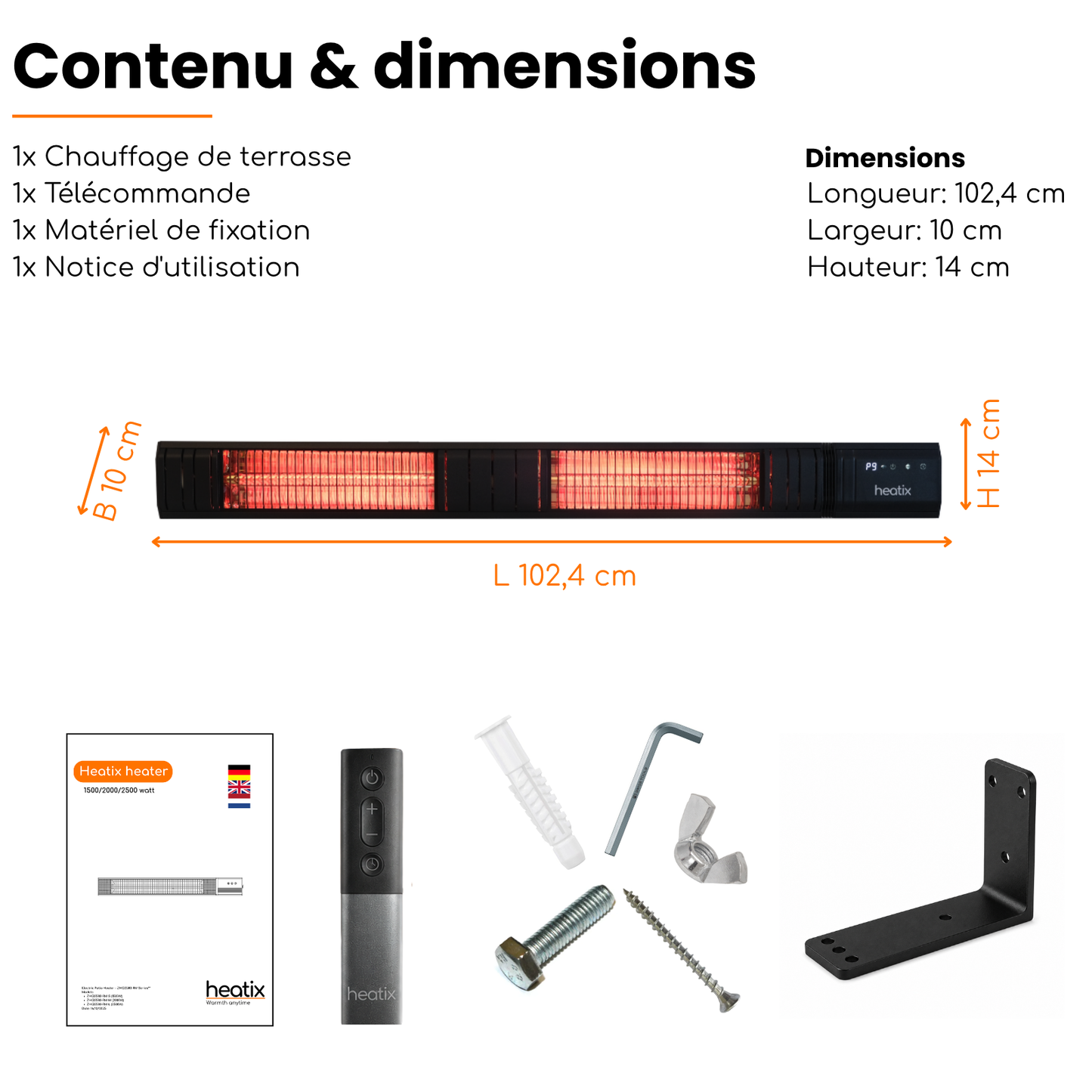 Smart Golden Shadow 3000W – Chauffage de terrasse mural infrarouge | Heatix