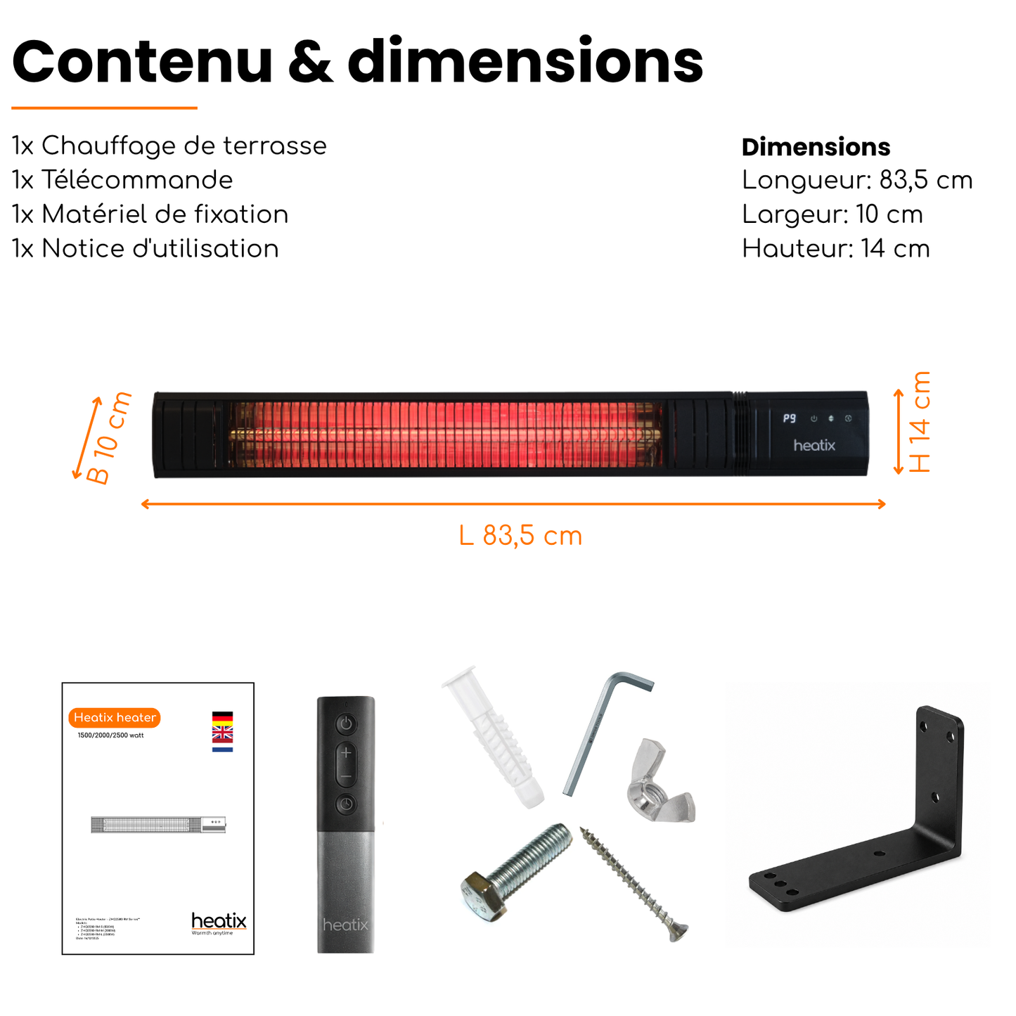 Smart Golden Shadow 2500W – Chauffage de terrasse mural infrarouge | Heatix