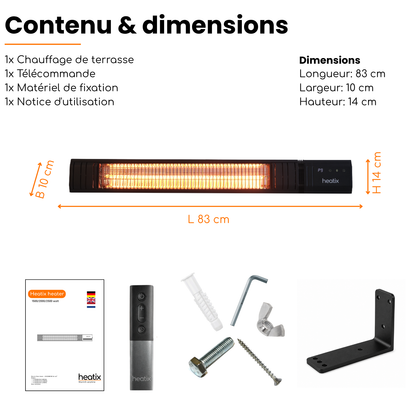 Smart Carbon Fiber 2500W – Chauffage de terrasse mural infrarouge | Heatix