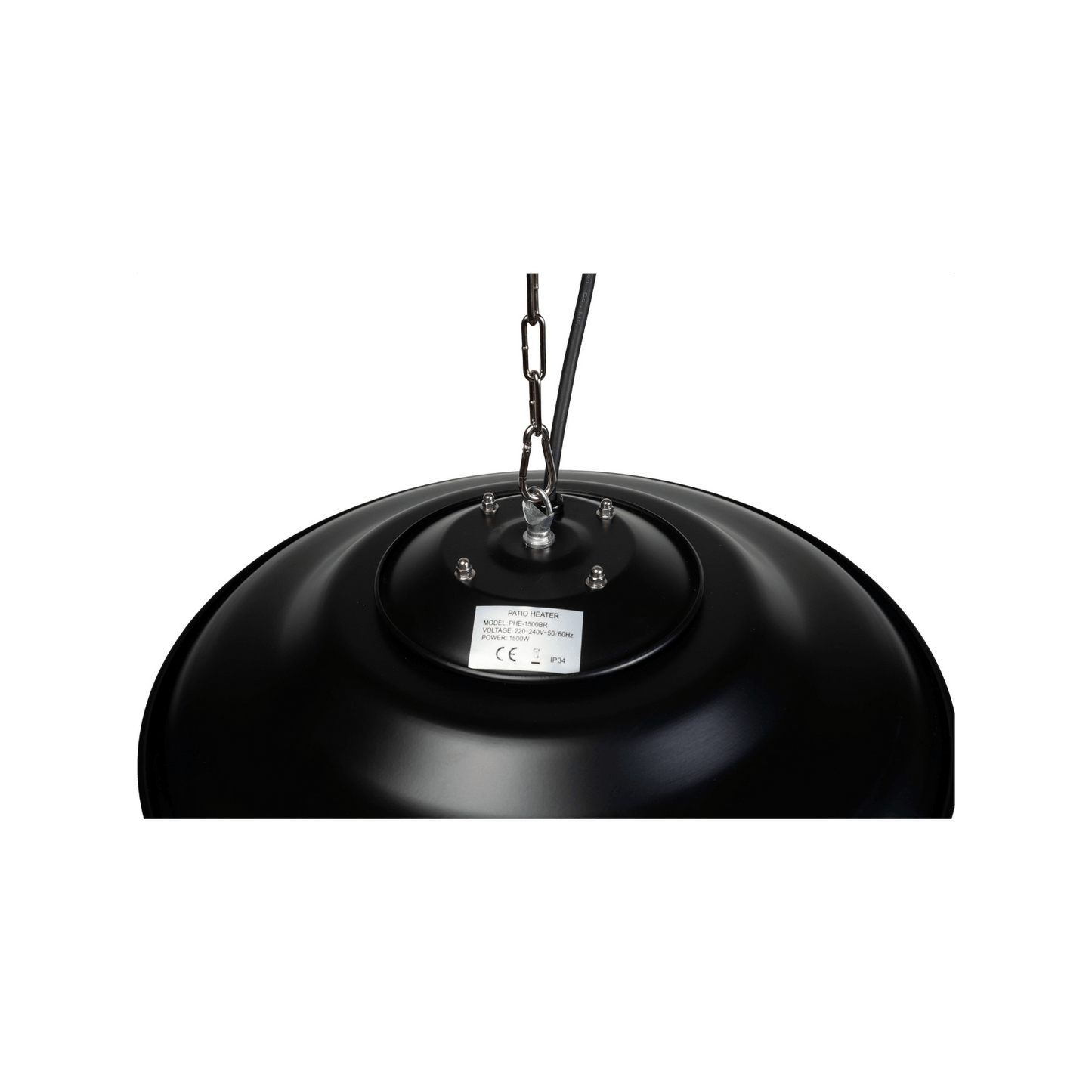 Suspendue noire Heatix chauffage de terrasse of chauffage met 1500 Watt en infraroodlicht