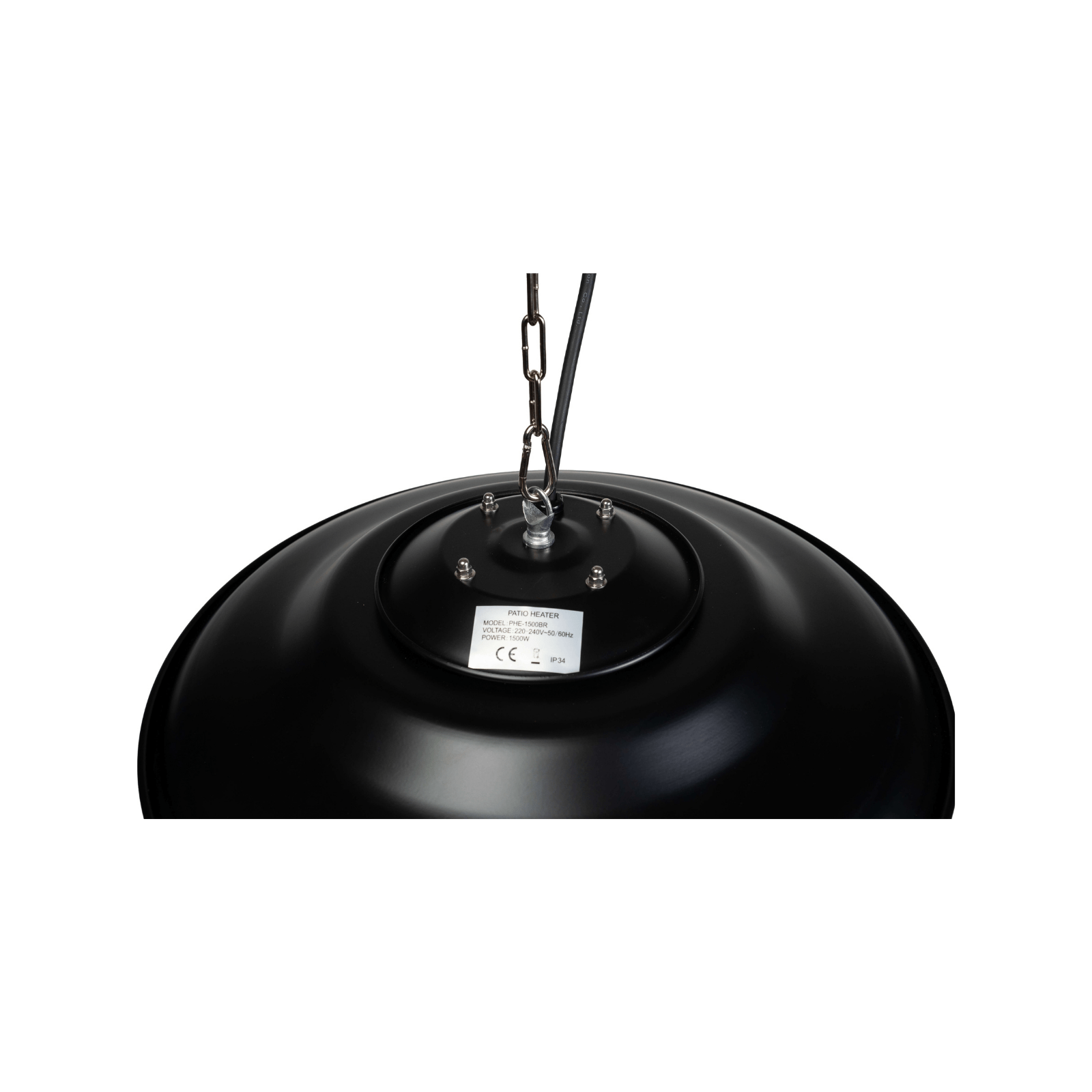 Suspendue noire Heatix chauffage de terrasse of chauffage met 1500 Watt en infraroodlicht