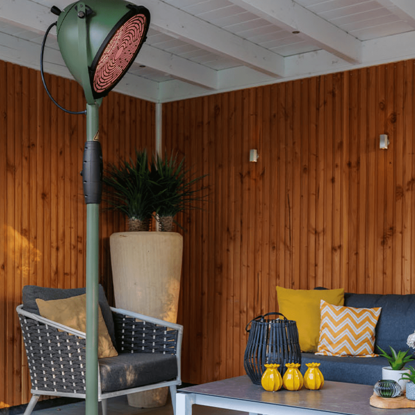 chauffage Indus Ultra Jade Smart Sur pied 2100 W or rose vert Sunred - Chauffageterrasse.fr
