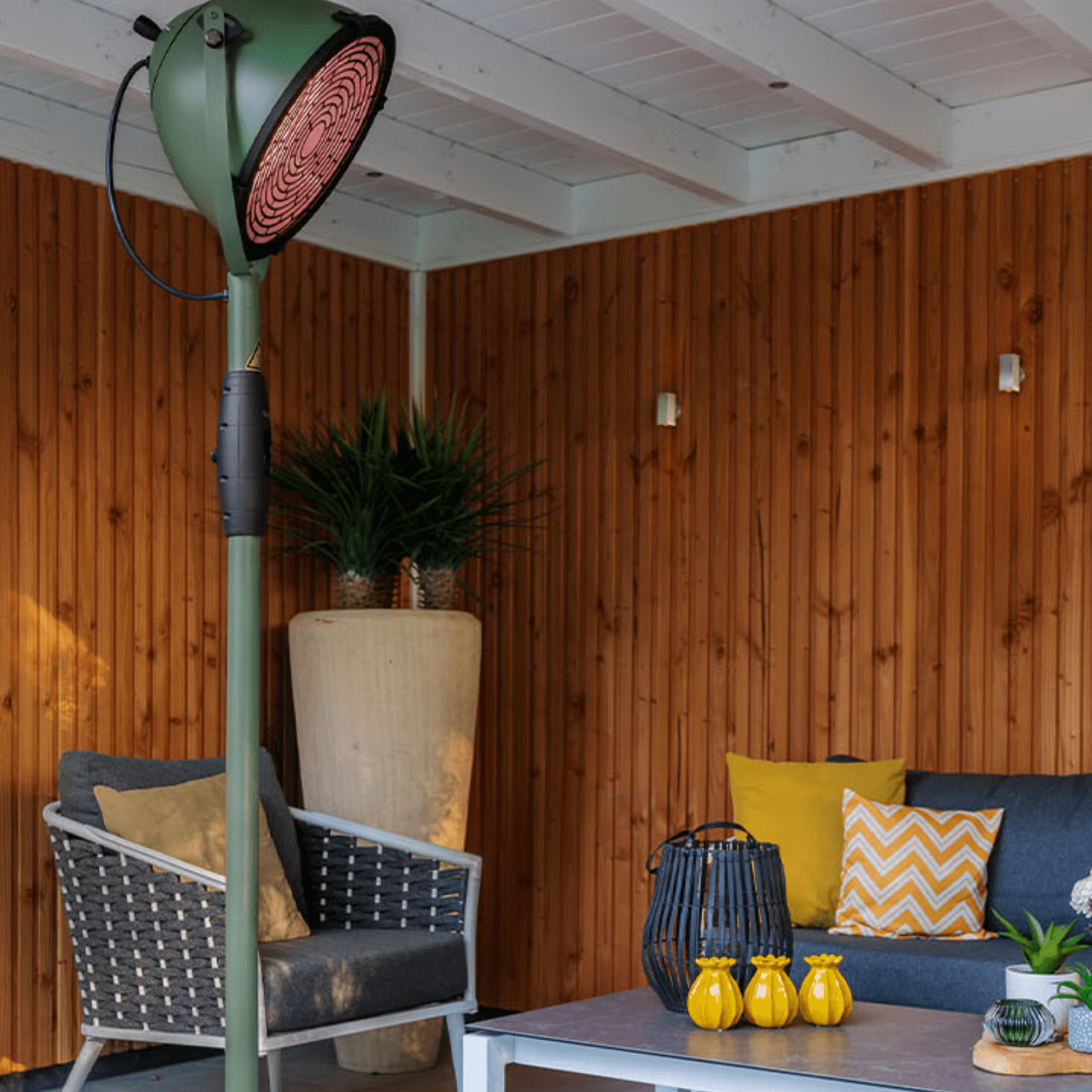 chauffage Indus Ultra Jade Smart Sur pied 2100 W or rose vert Sunred - Chauffageterrasse.fr