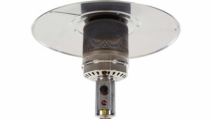 De kap van een grijze Sur piede Sargas gas chauffage de terrasse met 14000 Watt